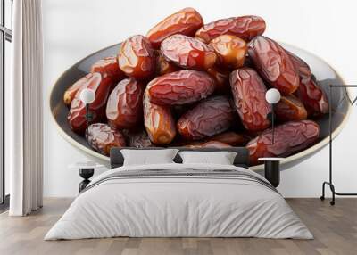 dried dates in a bowl isolated on transparent background Wall mural