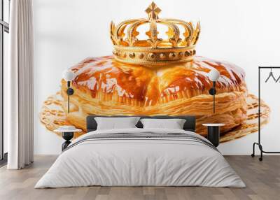 Epiphany Kings Cake with the crown isolated on transparent Wall mural