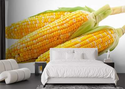 Fresh yellow corn on a white background Wall mural