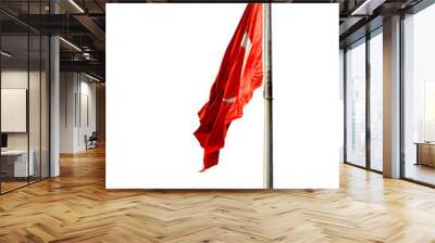 red turkish flag isolated on transparent background Wall mural