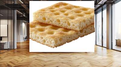 Sliced focaccia bread on a wooden surface Wall mural