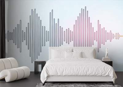 Line wave music sound one noise audio frequency icon signal podcast radio soundwave waveform volume art hand. Acoustic line music logo recording voice wave doodle sketch abstract Wall mural