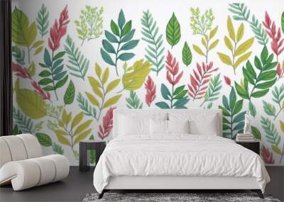 Nature textile wallpaper illustration background seamless floral spring watercolor summer pattern plant leaves Wall mural