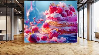 pink fruit cake Wall mural