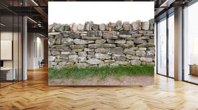 Dry stone wall, traditional farm wall building technique used in UK, especially Yorkshire and Lancashire Wall mural