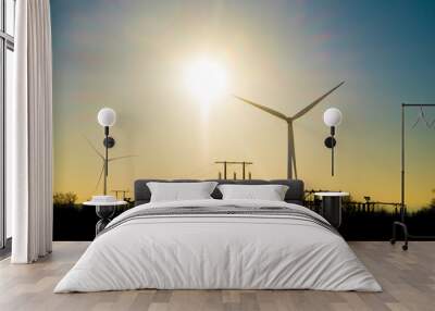 Wind turbine and electricity substation Wall mural