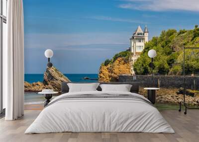 Cote des Basques beach in the Bay of Biscay in Biarritz, France Wall mural