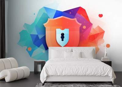 Privacy shield flat design top view confidential information theme water color Tetradic color scheme Wall mural