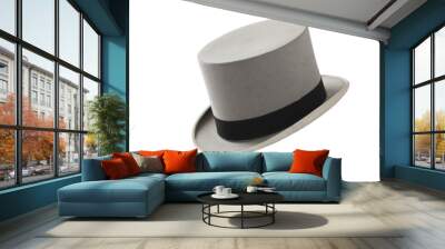 Vintage gray felt top hat with black band Wall mural