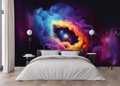 Beautiful cosmic Outer Space background Wallpaper Illustration Wall mural