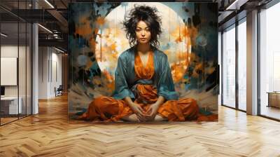 young person in a world of meditation, alternative and mystique Wall mural