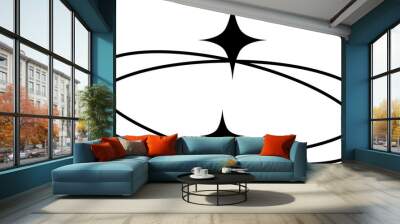 Black line circle orbit star sparkle boho icon PNG Wall mural