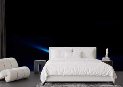 Glow blue light effect on dark blue background. 3D rendering. Wall mural