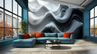 Abstract black and grey wallpaper with 3D effects Wall mural