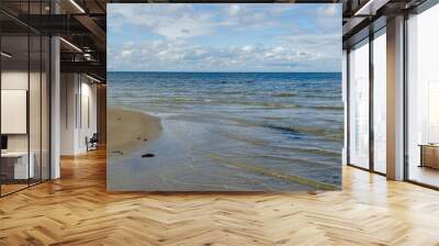 Baltic Sea coastline  with cloudy sky, Latvia. Wall mural