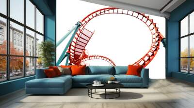 Roller coaster isolated on white background Wall mural