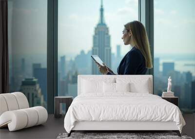 Businesswoman City View. Wall mural