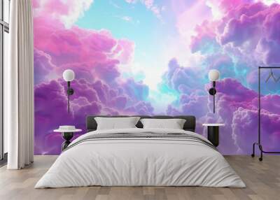 3d render, abstract fantasy background of colorful sky with neon clouds isolated on a white background Realistic daytime  Wall mural