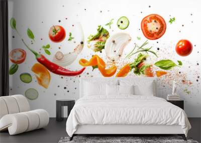 flying vegetables .isolated on white background Wall mural