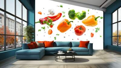 flying vegetables .isolated on white background Wall mural