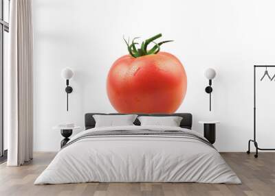 
Isolated tomato. One whole tomato isolated on white background with clipping path isolated on white background Real daytime first person perspective Wall mural