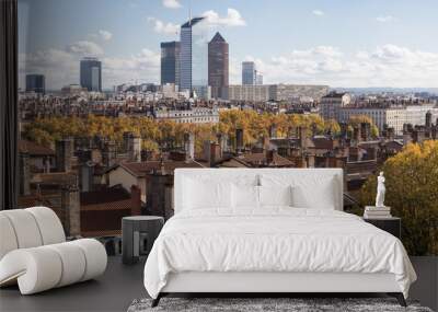 vue sur la ville de Lyon dans le département du Rhône en France Wall mural