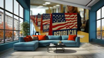 Campaign sign - “REPUBLICAN” - election - partisan politics - conservative Wall mural