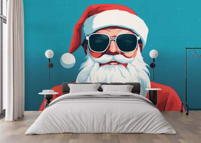 Cool Santa illustration - sunglasses - close-up - serious expression - Christmas - festive - holiday  Wall mural