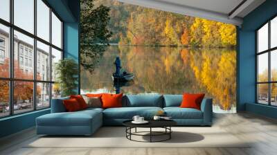 fishing in the fall Wall mural