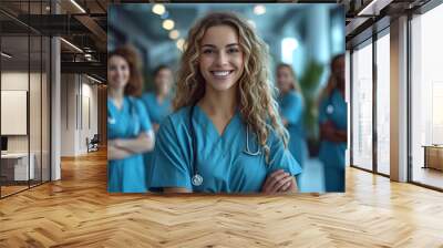 Nurses - nursing team - medical staff - nurse practitioner - profile picture - hospital - natural light  Wall mural