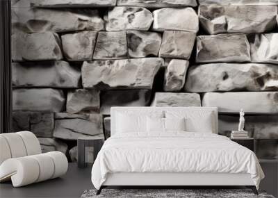 Stone brick wall - whitewashed - vintage retro feel - background - backdrop  Wall mural