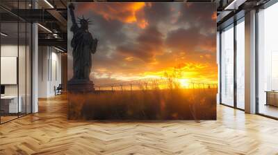 The Statue of Liberty on the southern border - symbolism - embrace migrants - immigrants -immigration - freedom - country of immigrants  Wall mural