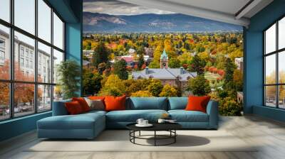 View of UM bell tower from Mount Sentinel in Missoula, Montana Wall mural