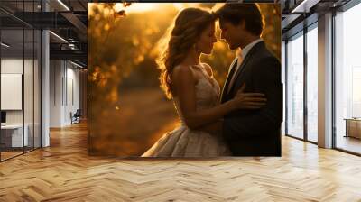 Wedding - mountains of western North Carolina - apple orchard - golden hour - portrait - marriage - husband and wife - vow - nuptial  Wall mural