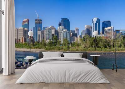 Calgary's skyline on a beautiful spring day. Calgary is the corporate centre of the oil industry in Canada. Wall mural