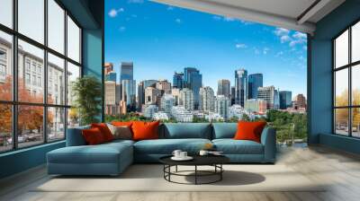 Panoramic view of Calgary's skyline on a summer day. Wall mural