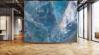 Blue Crystal, abstract microscopic texture of minerals as a background. Wall mural