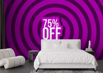 75% Off Sale Banner Discount Illustration Business Vector Purple Spiral White Bebas Wall mural