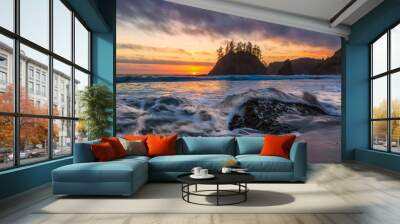 Rocky Beach Landscape at Sunset, Trinidad, California Wall mural