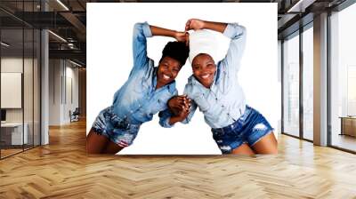 Two African American Women Wear Head Scarfs Reclining Wall mural