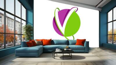 Abstract circle shape with V letter initial inside Wall mural