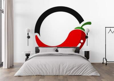 Half circle shape with hot and red chili Wall mural