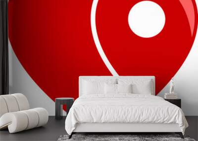 Heart shape with pin location inside Wall mural