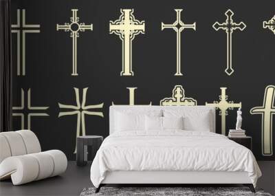 Christian crosses icons collection. Religion concept illustration Wall mural