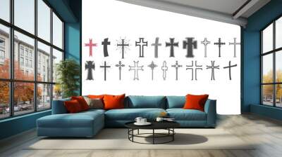 Christian crosses icons collection. Religion concept illustration Wall mural