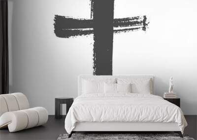 Grunge style christian cross for Ash Wednesday web banner or social graphic. The first day of Lent is a holy day of prayer and fasting. Wall mural