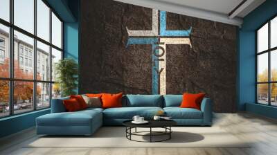 Holy word in the shape of a cross. Christian, religious and church typography concept. Design with christian icon holy. Wall mural