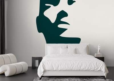 Human head silhouette. Face front view. Elegant silhouette of part of human face. Vector Illustration Wall mural