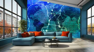 Human relationships concept illustration. Digital matrix overlay Wall mural