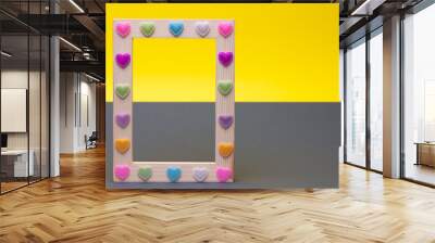 Wooden photo frames with hearts Wall mural